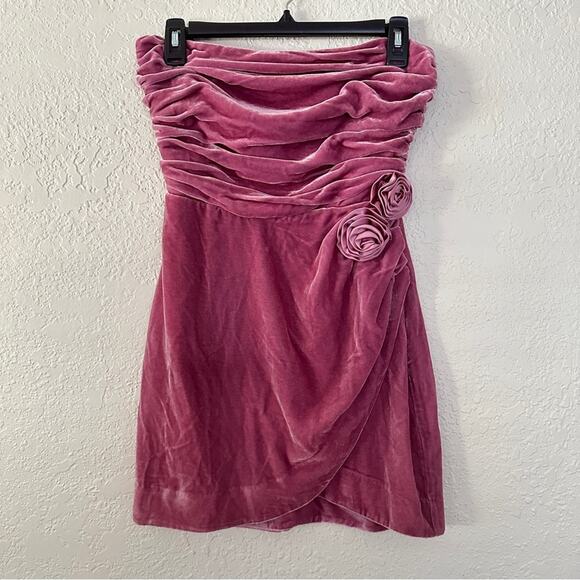 Reformation Lanesia Velvet Dress Sugar Plum Pink 2 - Picture 2 of 7